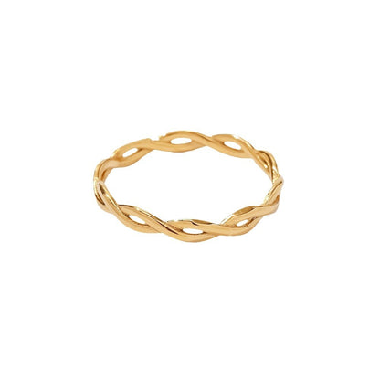 European and American Ring Twisted Linear Geometric Hollow Stacked Ring