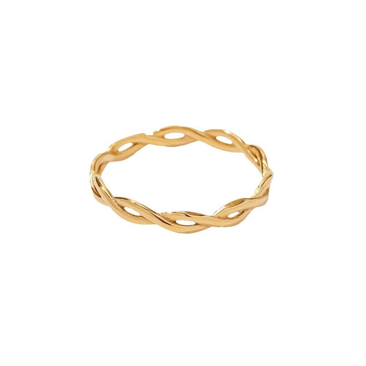 European and American Ring Twisted Linear Geometric Hollow Stacked Ring